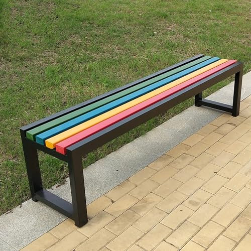 HJYryhyfddply Gartenbank for Den Außenbereich, Stuhlmöbel for die Terrasse, Lattenrost mit Rückenlehne, Regenbogenfarben (Color : A, Size : 100CM/39.3IN)
