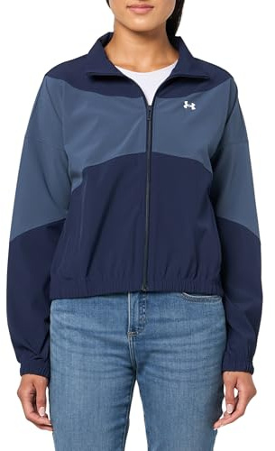 Under Armour Womens Rival Woven Jacket, (410) Midnight Navy/Downpour Gray/White, Medium