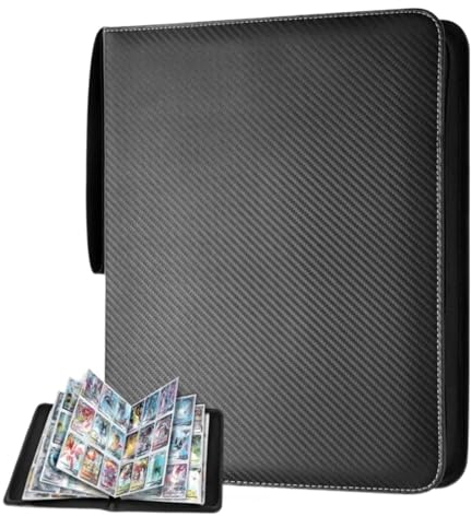 urhep Kartenhüllen Mit 900 Fächern Und Reißverschluss, Doppelseitige Taschen, Kartenhalter, Tragetasche for Spielkarten Und Sportkarten (Color : Black)