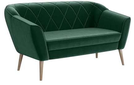 MEBLINI Mini Sofa 2-Sitzer für Wohnzimmer - Mini Lounge für Zwei Personen - Küchensofa - Sofa Klein - Gisela - 2 - Grün Samt