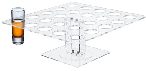 DICOSMETIC 24 Hole Shot Glass Holder Acrylic Shot Glass Tray 1oz(30ml)Wine Glass Cup Clear Serving Tray Glass Cup Organizer Display Ice Cream Cone Holder for Bar Family Gathering Party,Hole:1.57in/4cm