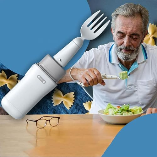 XNZJHPP Ustensiles Parkinson pour tremblements des Mains, Ensemble cuillère et Fourchette Parkinson légers avec Assistance aux tremblements en Temps réel