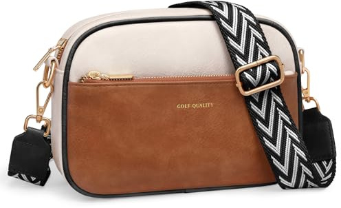 GOLF QUALITY Kleine Damen Umhängetaschen, Bauchtasche Damen Handy Crossbody Bag Leder Crossbody Bag Herren,Kartenschlitz Brusttasche mit Verstellbar Abnehmbar Breiter Gurt, Schwarz Braun