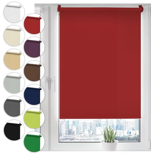 Verdunkelungsrollo Klemmfix ohne Bohren 45cm x 130cm Rot Verdunklungsrollo Fensterrollo Rollo Seitenzugrollo Klemmrollo für Fenster & Tür