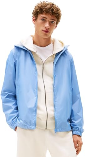 Tommy Hilfiger Cazadora de entretiempo Hombre con capucha, Azul (Cloudy Blue), M