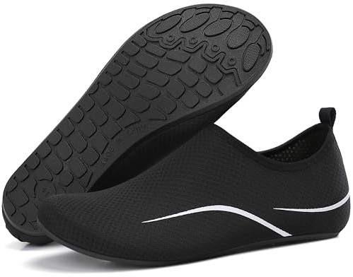 Beach Water Shoes Mens Womens Breathable Quick Dry Swim Shoes Lightweight Aqua Shoes Barefoot Socks for Swimming Pool Boating Surfing Diving Yoga (Black,6.5 UK/40 EU)
