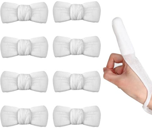 Finger Bandages 8pcs Finger Bob Bandage Tubular Bandage Dressings Finger Cots White Finger Stall Cotton Finger Support Splint for Work Kitchen Finger Protection‘