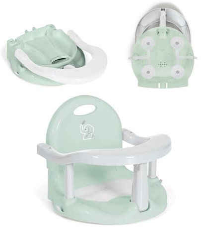 MS BabyWorld – Elfi – Asiento de Baño para Bebé | Plegable y Ergonómico | Antideslizante y Seguro | Barra para Fácil Colocación | Ventosas de Fijación
