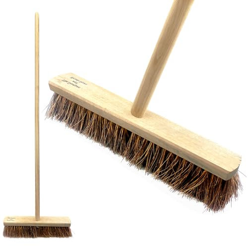 18 Inch Yard Brush Heavy Duty Outdoor Broom with Bassine Bristles, Garden Brush and Outdoor Heavy Duty, 120cm Broom Handle