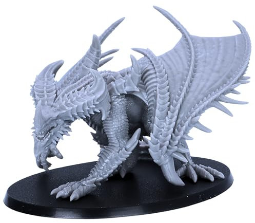 Iron Dragon Miniature – Epic Fantasy Dragon Figure for Tabletop RPGs | 81mm Tall Resin Model | 120x92mm Base | Fully Assembled | Epic Miniatures Licensed | Unpainted for DnD & Wargames