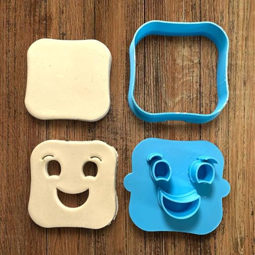 ELACE Emporte Pièce Biscuit Kit bicsuit sourire BN, 2 en 1 - Moule Biscuit Emporte Piece Enfant pour Biscuits, Gâteaux- Idéal pour Cuisson, Enfants Dimension 6.5x6.5x1.5cm