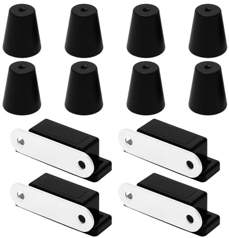 8 Schubladengriffe Schwarz mit 4 Magnet Türschließer, Möbelknöpfe Runde Modern mit Schrauben, Schrankknöpfe Schubladenknöpfe, Aluminiumlegierung Türknöpfe für Schränke, Schubladen und Schranktüren