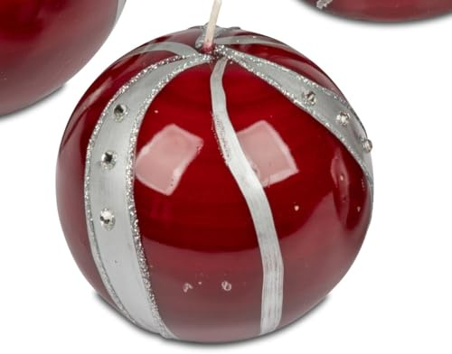Bollweg/Formano Kerze Kugelkerze silbernem Dekor und Glitzer-Steinen 6cm 123g (Grundpreis 1kg: 88,54 EUR)