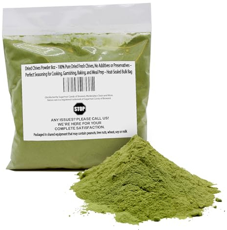 Dried Chives Powder 8oz – 100% Pure Dried Fresh Chives, No Additives or Preservatives – Perfect Seasoning for Cooking, Garnishing, Baking, and Meal Prep – Heat-Sealed Bulk Bag