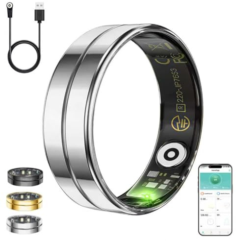 Smart Ring for Women Men,Chritmas Gifts for Women Men Him Her,Health & Activity Tracker with Heart Rate,Sleep Monitoring/Blood Oxygen/Motion Tracking,Waterproof & No Subscription Required Silver 9