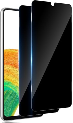 TuFun Schutzfolie für Samsung Galaxy A33 5G für Panzerglas Sichtschutz, [2 Stück] 9H Härte Sichtschutzfolie, Anti-Spy Displayschutz, Anti-Spähen, Blasenfreie Privacy Schutzglas - Schwarz
