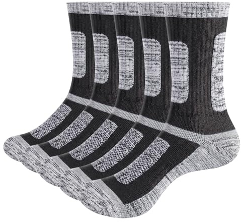 YUEDGE Socken Herren, 5 Paar Sportsocken Baumwolle Tennissocken, Wandersocken, Arbeitssocken, Atmungsaktive Herrensocken Laufsocken mit Dicke Frotteesohle