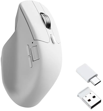 Keychron M6 Mouse PixArt 3311 – Wireless Bluetooth 5.3 + 2.4G + Cablato, Scroll Magnetico, 1K Polling Rate, DPI fino a 12000, Batteria 800mAh, Compatibile Windows/Mac - Ergonomico - Bianco