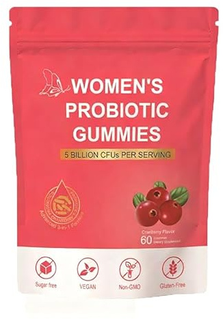 Gominolas Probióticas para Mujeres, 60 Gominolas Sabor Arándano Rojo, 5 Mil Millones CFU para Salud Íntima y Digestiva