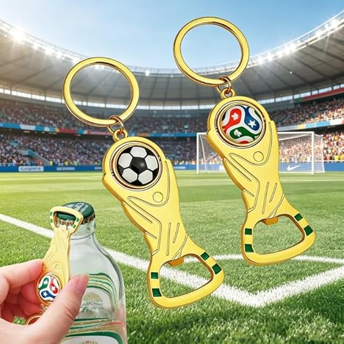 Lot de 2 porte-clés décapsuleurs de football, cadeaux de football, décapsuleur de bière, porte-clés 3D Football Sport décapsuleur porte-clés