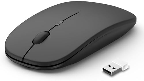 Wireless Mouse for Laptop, 2.4GHz Slim Mouse with USB Receiver, Portable Computer mouse with USB Receiver for PC Laptop, Small Pocket Compact Travel Mice Optical Cordless mouse (Black)