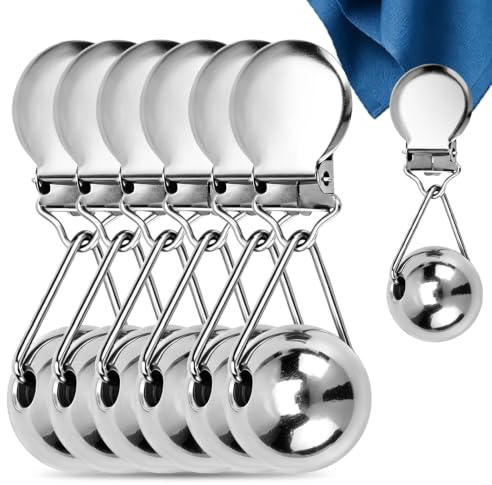 KOUHA Pesas para Mantel Juego de 6 Pesas Resistentes Bolas de Acero Inoxidable Extrapesadas y Resistentes a la Oxidación con Pinzas 68g para Manteles Cortinas y Eventos o Bodas al Aire Libre