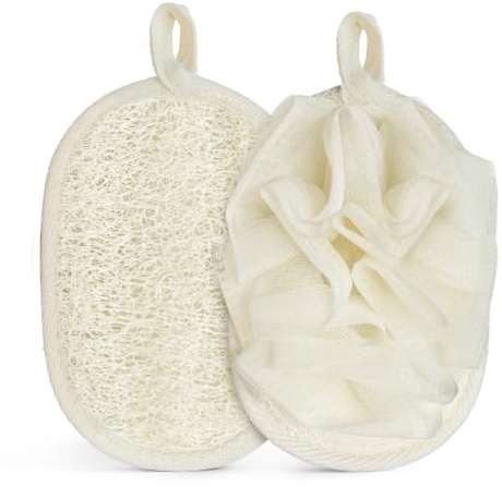 Flintronic 2PCS Éponge Exfoliante pour le Corps, Maille Moussante Fleur de Douche Lavable, Fleur de Bain Loofah Unisex, pour Exfolier La Peau Nettoyer La Peau Apaisante