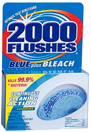 2000 FLUSHES 208082 Blue Plus Bleach Automatic Toilet Bowl Cleaner Twin-Pack, 3.5 OZ, [PACK OF 6]