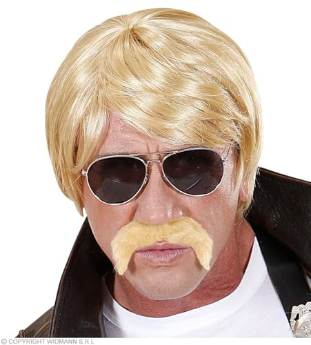 W WIDMANN MILANO Party Fashion - Perücke Geheimagent | Blonde Kunsthaarperücke mit Bart und Brille für Agenten Kostüme, Karneval und Mottoparty