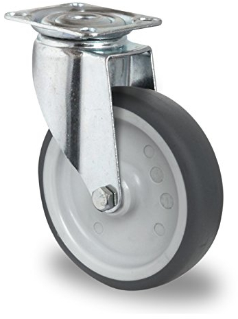 Apparaterolle Lenkrolle 100 mm ohne Feststeller Gummi grau-spurlos Anschraubplatte Möbelrolle Transportrolle
