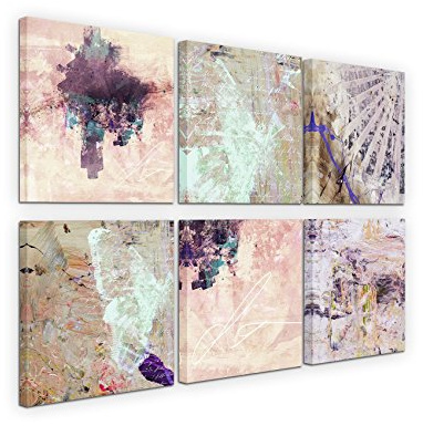 Exklusive Bilder auf Leinwand bespannt (6 Stück 30x30cm) - Abstrakt Rose Quartz Schmetterling Kunst Serenity