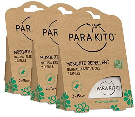 PARA'KITO Refill Pellets for Mosquito Repellent Bracelets, Mosquito Pellets with Citronella Oil, Hiking & Camping Accessories, 3 x 2 Refills (15 Days Each)