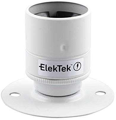 ElekTek ES E27 Edisongewinde Fester Sockel Lampenfassung mit Glattmantel Ideal zur Aufbaumontage von Vintage-Filament-Lampen Weiß Glänzend