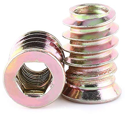 Hilitand 20 Pcs Threaded Insert Nuts, M6/M8/M10 Zinc Alloy Furniture Hex Drive Nut Threaded Insert Wood Insert Nuts Assortment (M6*17mm)