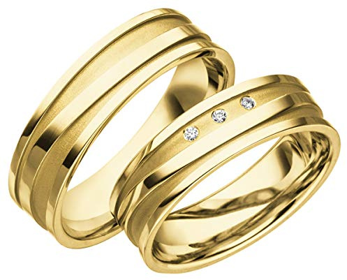 Verlobungsringe Eheringe Trauringe Partnerringe 2 Ringe 333 Gold in Gelbgold A16 *mit Gravur und Steine*