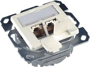 Netzwerkdose 2-Fach Cat.6A HSC602AW, Daten Anschlussdose 8/8 UP/50 2xRJ45 alpinweiss