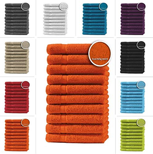 one-home 10er Set Gästetücher Handtücher Duschtücher Badetücher Frottee 100% Baumwolle, Produktart:Gästetücher 30x50 cm, Präzise Farbe:Terracotta/Orange
