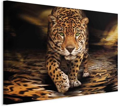 murando - Leinwandbild Leopard Afrika, 120x80 cm, 1-teilig, Schlafzimmer | Hochwertige Leinwand, sofort aufhängbar, ideal fürs Wohn- oder Schlafzimmer, wasserfest und lichtecht, langlebig, stilvoll