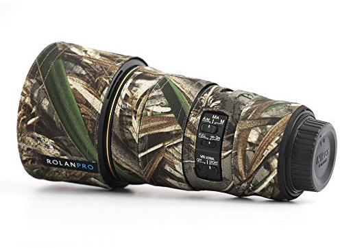 Rolanpro Copriobiettivo mimetico per Nikon AF-S 300 mm F4E PF ED VR, custodia protettiva per obiettivo, #9, impermeabile (senza rivestimento collare)