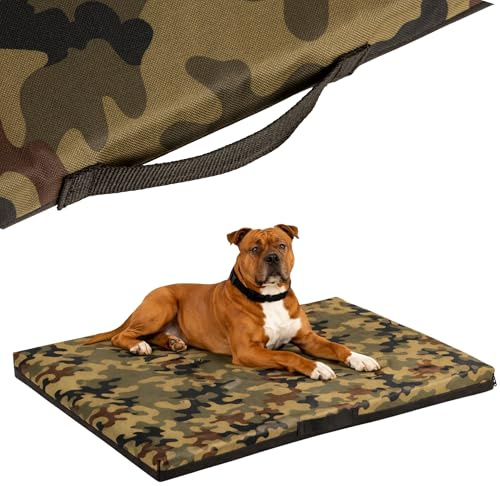 COOL PET Orthopädische Hundematratze, 120 × 80 × 5 cm – VISCO-Schaumstoff (Memory-Schaum), strapazierfähiger Oxford-600D-Bezug mit wasserabweisendem PVC-Anstrich, Made in EU, Camouflage