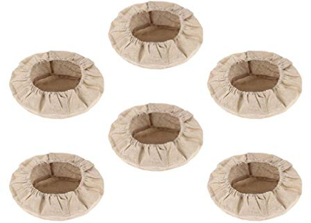 Cabilock 6 Stück Rund Leineneinsatz Brotteig Korb Bezug Gärtuch Leinen Tuch Proofing Tuch Bäcker Brot Basket Cloth Liner Gärkörbe Bezug Brotgärkorbdeckel für Brotteig Brötchen 25x25x8 cm