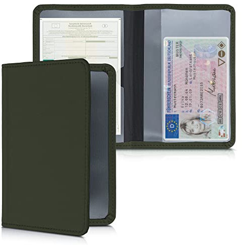 kwmobile Custodia in Neoprene per Libretto Circolazione Auto - Cover Portalibretto con Scomparti per Tessere Patente - Foderina Porta Documenti verde scuro