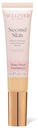 Second Skin Dewy Liquid Face Foundation from Sculpted by Aimee - 32ml Buildable, Medium Coverage Foundation with Dewy Finish, Hyaluronic Acid, Collagen Boosting Formula, SPF 50, (Light Golden 3.75)