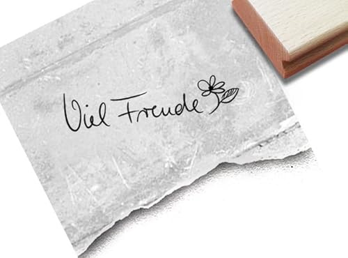 Stempel Viel Freude mit Blümchen - Textstempel Karten Geschenkanhänger Geschenke Etiketten Schilder selbst gemacht Tütenstempel Deko - zAcheR-fineT