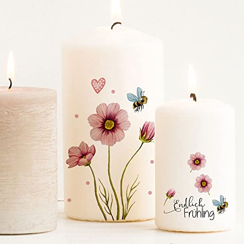 Ilka parey Kerzen Tattoo Frühling Frühlingsgrüße Blumen - Kerzentattoos Frühling - A6 Stickerbogen DIY für Kerzen oder Keramik - Verzaubern Sie Ihr Zuhause mit Frühlingsgefühlen (kst64)