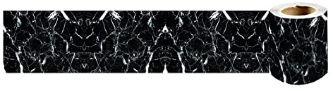 VisitRyl Tapetenbordüre selbstklebend Vinyl Sockelleiste Dekorative Bordüre Selbstklebende Home Bordüre Küche Tapetenbordüre selbstklebend für Badezimmer Wohnzimmer 13-Schwarzes Muster10cm x 240cm