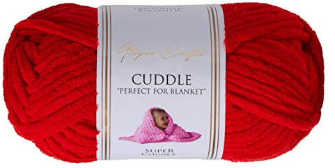 Utopia Crafts Cuddle Super Chunky Chenille Garn Rot, 100 g Knäuel, 60 m, Flauschiges, Dickes Strickgarn Häkelgarn, Maschinenwäsche, Stricken Häkeln für Anfänger, Wollalternative
