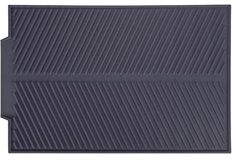 Jadeshay Silikon Abtropfmatte, 39x25cm/15.35x9.84in Rechteck Küche Arbeitsplatte Trocknen Geschirr Pad, Hitzebeständig Rutschfest Tablett (Grau)