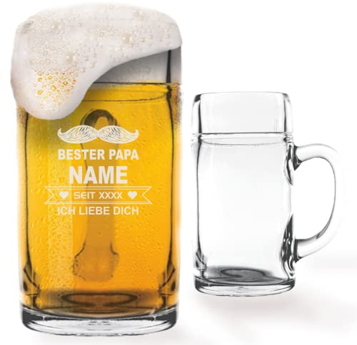 GRAVURMACHER® STÖLZLE - Boccale da birra con incisione in vetro, misura 1,0 l, ideale come regalo per la festa del papà, regalo di compleanno da uomo, motivo 04