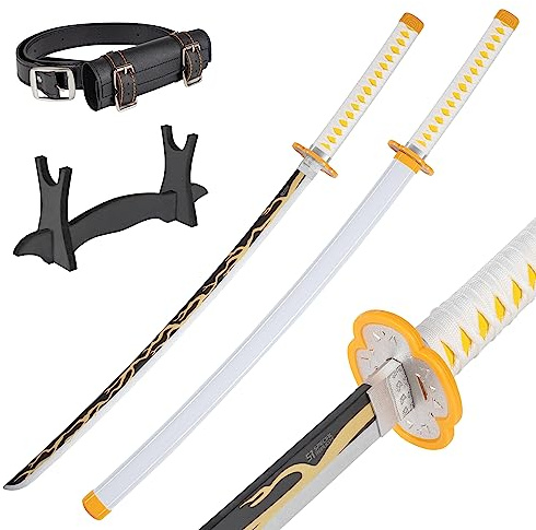 Bamboo Anime Katana Cosplay Sword, Katana Inspired Demon Slayer Sword 105cm 41 Inch Hashira Pillars Protagonist Katana, en mängd olika stilar (Agatsuma Zenitsus Drewniany JT10653)